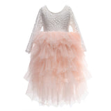 Flower Girls Tutu Tulle Lace Party Dress Pink Color Maxi Dress - everprincess