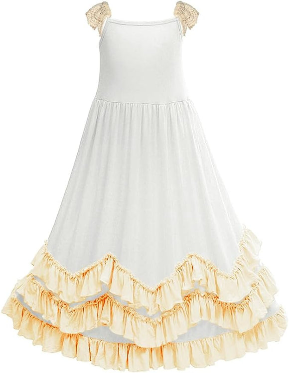 Enchanting Elegance: The Girls' Off-White Boho Dress