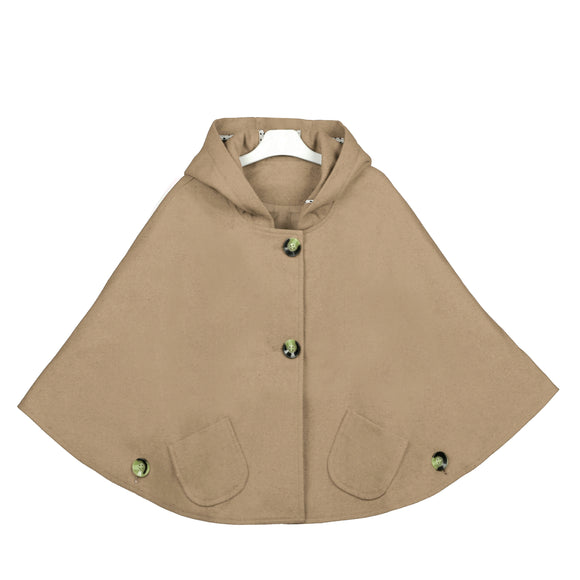 Girls Hoodie Carseat Capes Poncho Khaki Color Spring Autumn Winter Christmas Jacket Outwear