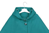Kids Girls Wool Blend Hoodie Capes Poncho Children Christmas Turq Green Color Car Seat Jacket Outwear