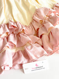 Girls Ruffles Boho Maxi Dress Cream Color with Lace Fly Sleeve 3 Layer Pleated Hem Princess Dresses
