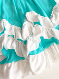 Floral Girls Lake Blue Boho Maxi Dress Lace Fly Sleeve Ruffles Twirly Pleated Party Dress