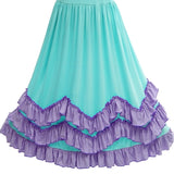 Girls 3 Layers Ruffles Boho Maxi Dress Apple Green Color with Lace Fly Sleeve
