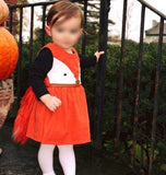 Sweet Kids Girls Fox Dress Corduroy Ruffles Cartoon Dress - everprincess