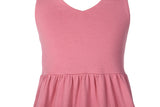 Girls Ruffles V Neck Backless Maxi Dress Dusty Pink Color - everprincess