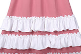 Girls Ruffles V Neck Backless Maxi Dress Dusty Pink Color - everprincess