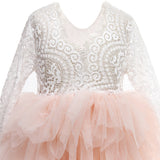 Flower Girls Tutu Tulle Lace Party Dress Pink Color Maxi Dress - everprincess