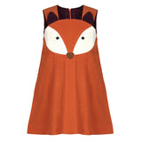 Sweet Cute Kids Girls Cartoon Fox Dress Orange Color Corduroy Ruffles Spring Autumn Halloween Dress